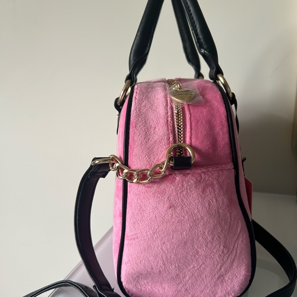 Juicy Dark Pink Velour Heritage Bowler Bag - Picture 5 of 6